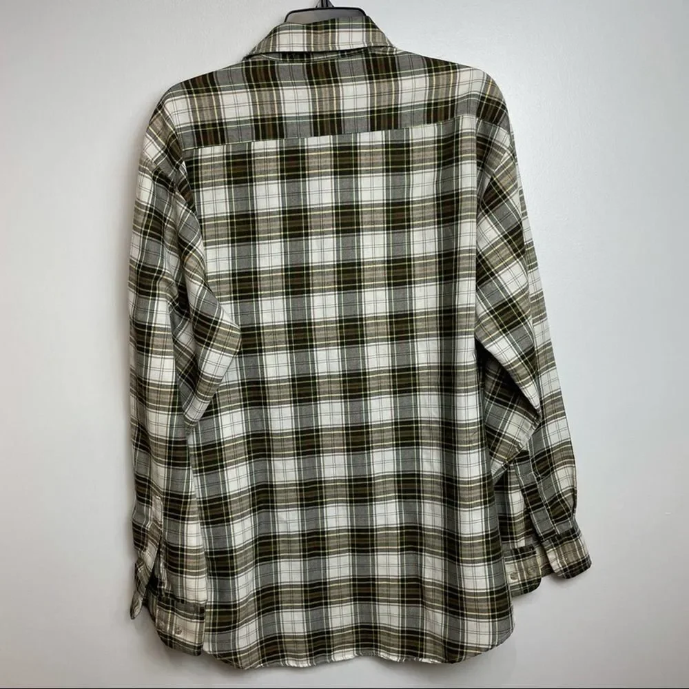 Chapel Hill Yellow White Green Plaid Cotton Blend Button Down Shirt size  XL